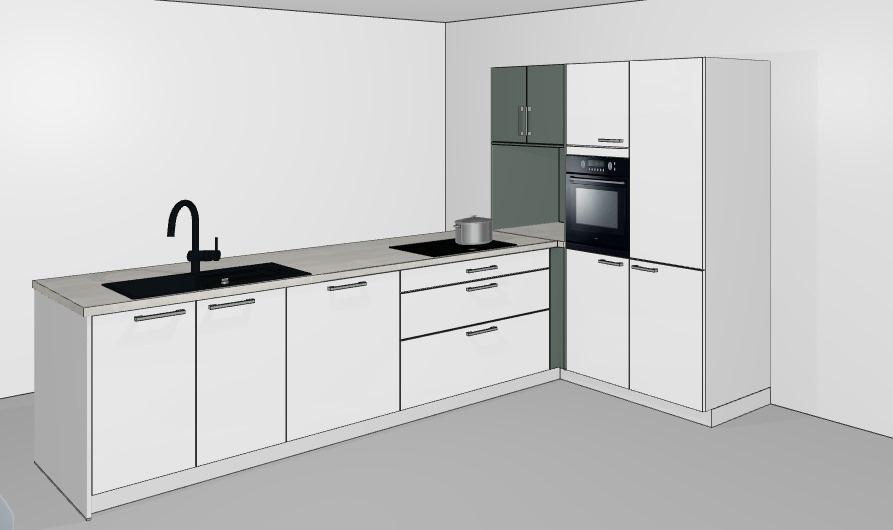 NEUE Einbauküche L-Form Insel-Küche modern weiß grün individuell - Bild 4