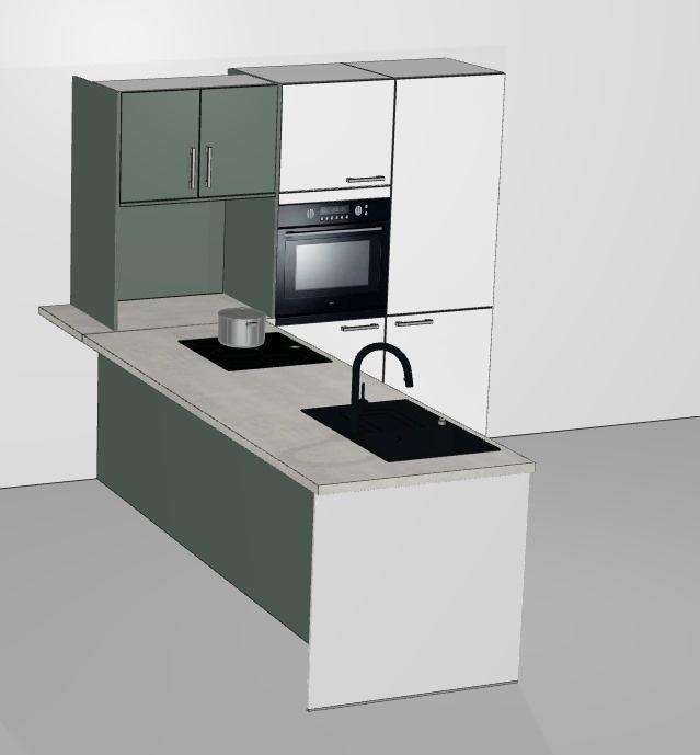 NEUE Einbauküche L-Form Insel-Küche modern weiß grün individuell - Bild 3